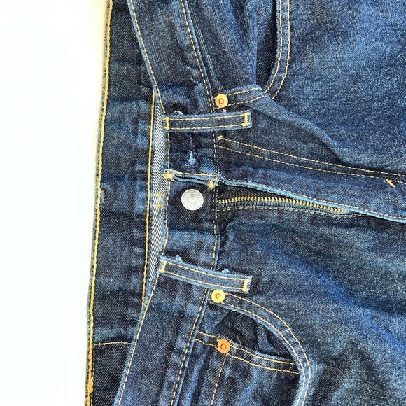 Levi's 505 Mens Original Regular Fit Jeans Straight Leg Dark Wash 32x34 - Picture 10 of 13